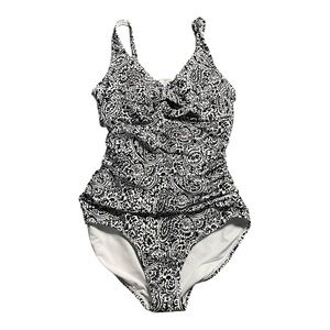 Lands' End Black and White  One Piece Swimsuit Women Size Small
